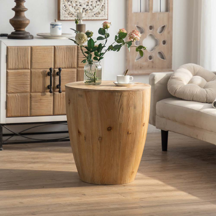 Solid wood deals drum end table